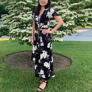 Lulus Black and White Floral Jumpsuit
